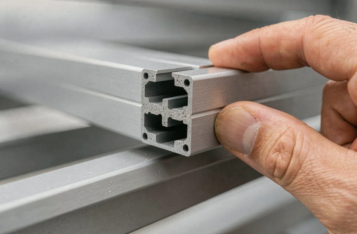 Détail en gros plan de barreaux en aluminium pour brise-vue avec finition poudre grise