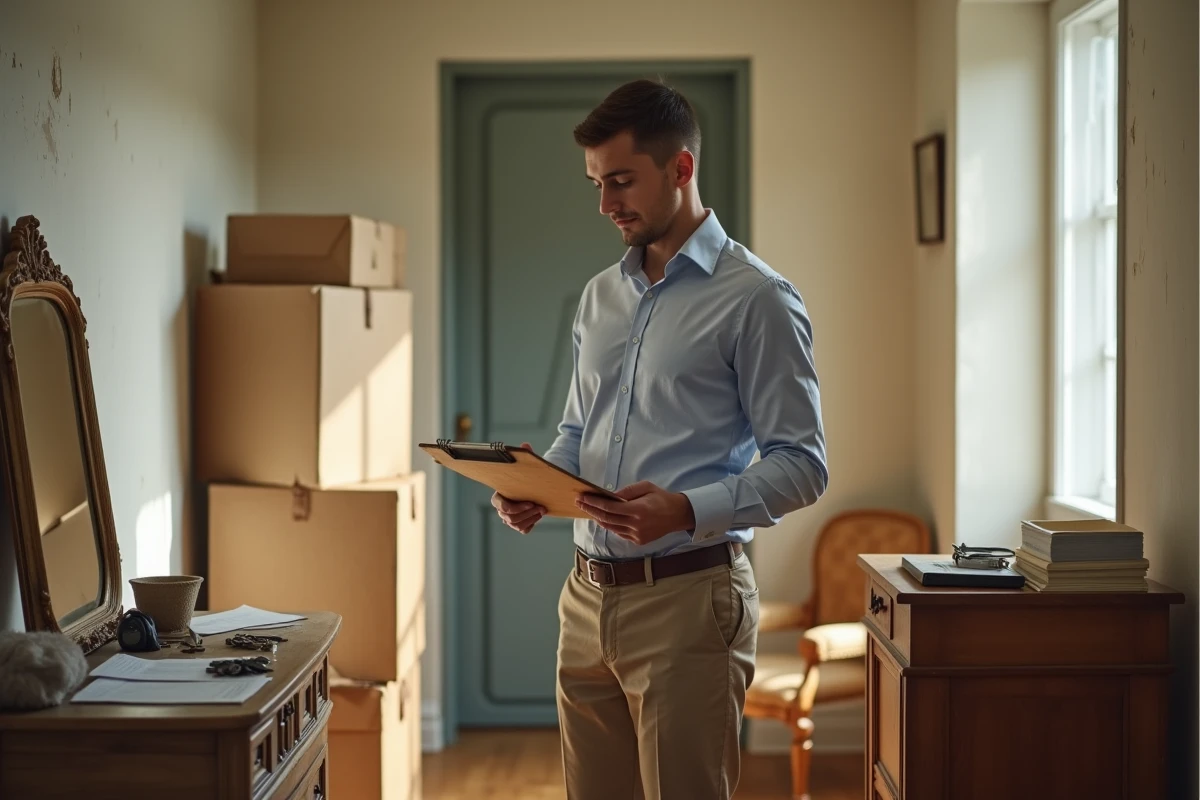 Jeune expert évaluant des objets dans un couloir lumineux