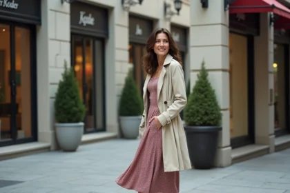 Femme élégante dans la ville moderne en tenue chic