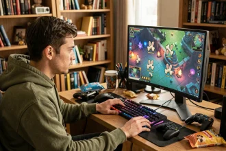Joueur de Dofus concentré devant son écran avec l'interface de l'os de Wabbit visible, erreurs fréquentes à éviter dans le jeu