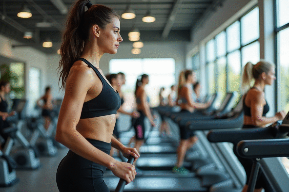 Salle de sport femmes modernes avec femmes diverses entrainement